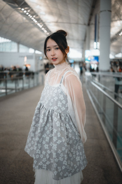 元気🌼 光澤大花花印壓綁帶外搭｜2色入