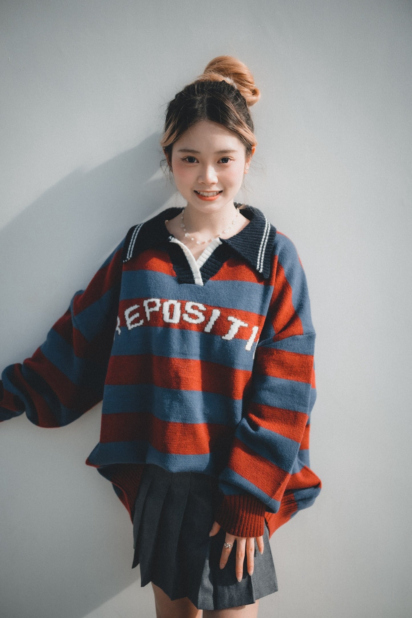 復古棒球風REPOSITION拼色針織上衣｜3色入