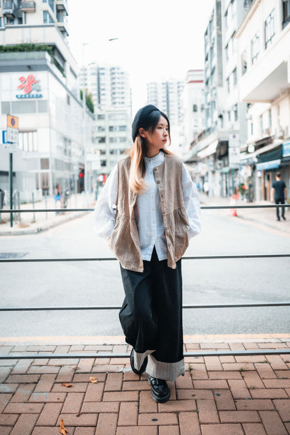 百搭易襯！圓領粒粒格紋襯衫｜3色入