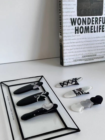 黑白風♡ 一字髮夾｜6色入