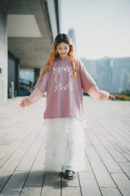 ROMANTIC RUFFLE LACE SLEEVES TEE | 3色入