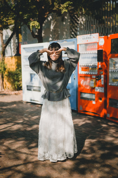 麥穗紋針織RUFFLE TOP｜5色入