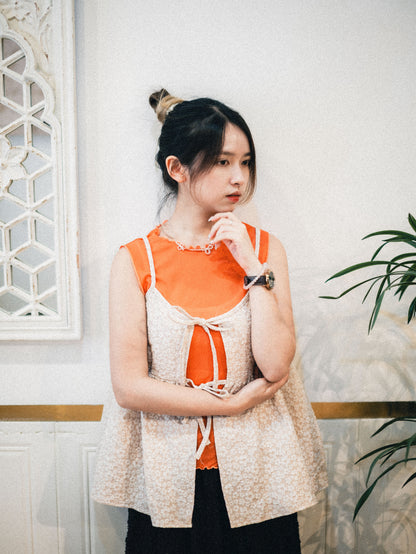 花粒壓紋綁結吊帶背心｜3色入