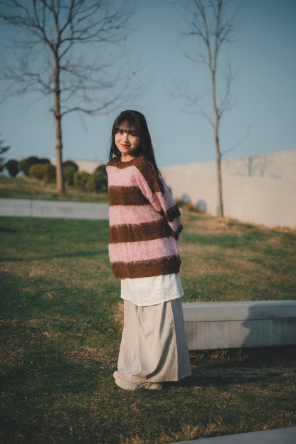 50%羊毛🐏 拼色間條圓領上衣｜4色入