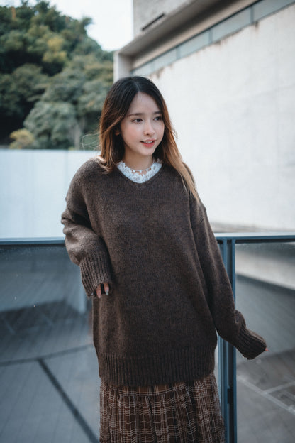 三分甜🍡軟糯Lace V領毛衣｜3色入