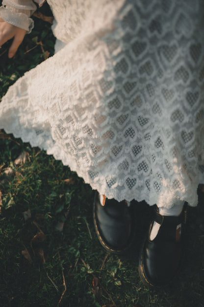 凹凸心形雕紋桃絨長裙｜2色入