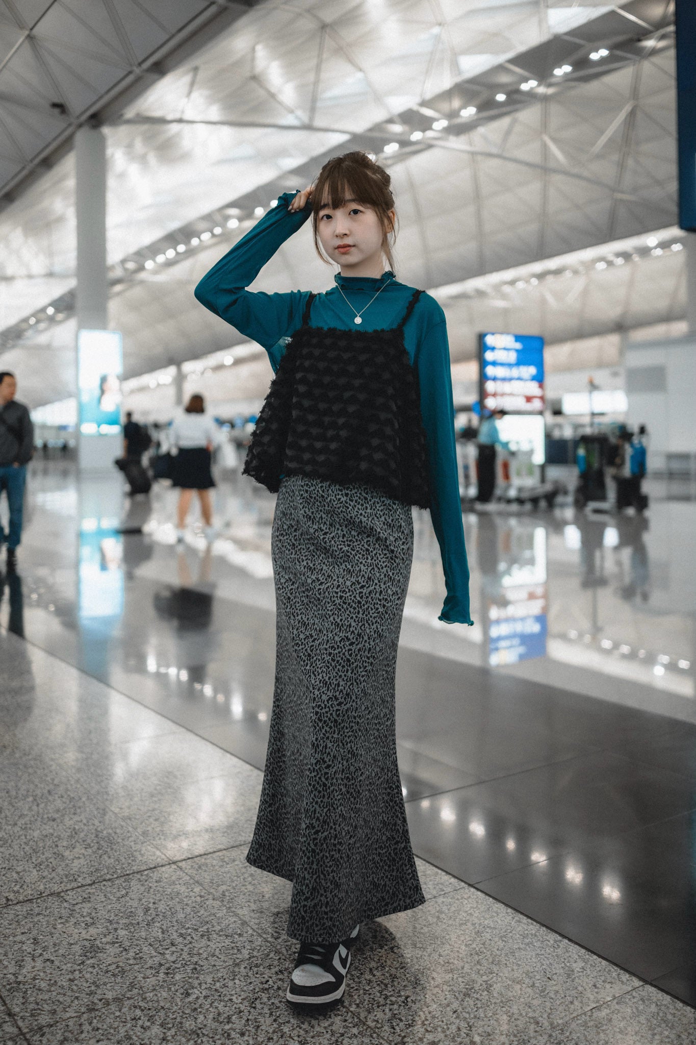 磨毛面針織豹紋魚尾裙｜2色入