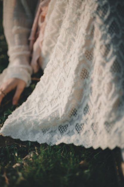 凹凸心形雕紋桃絨長裙｜2色入