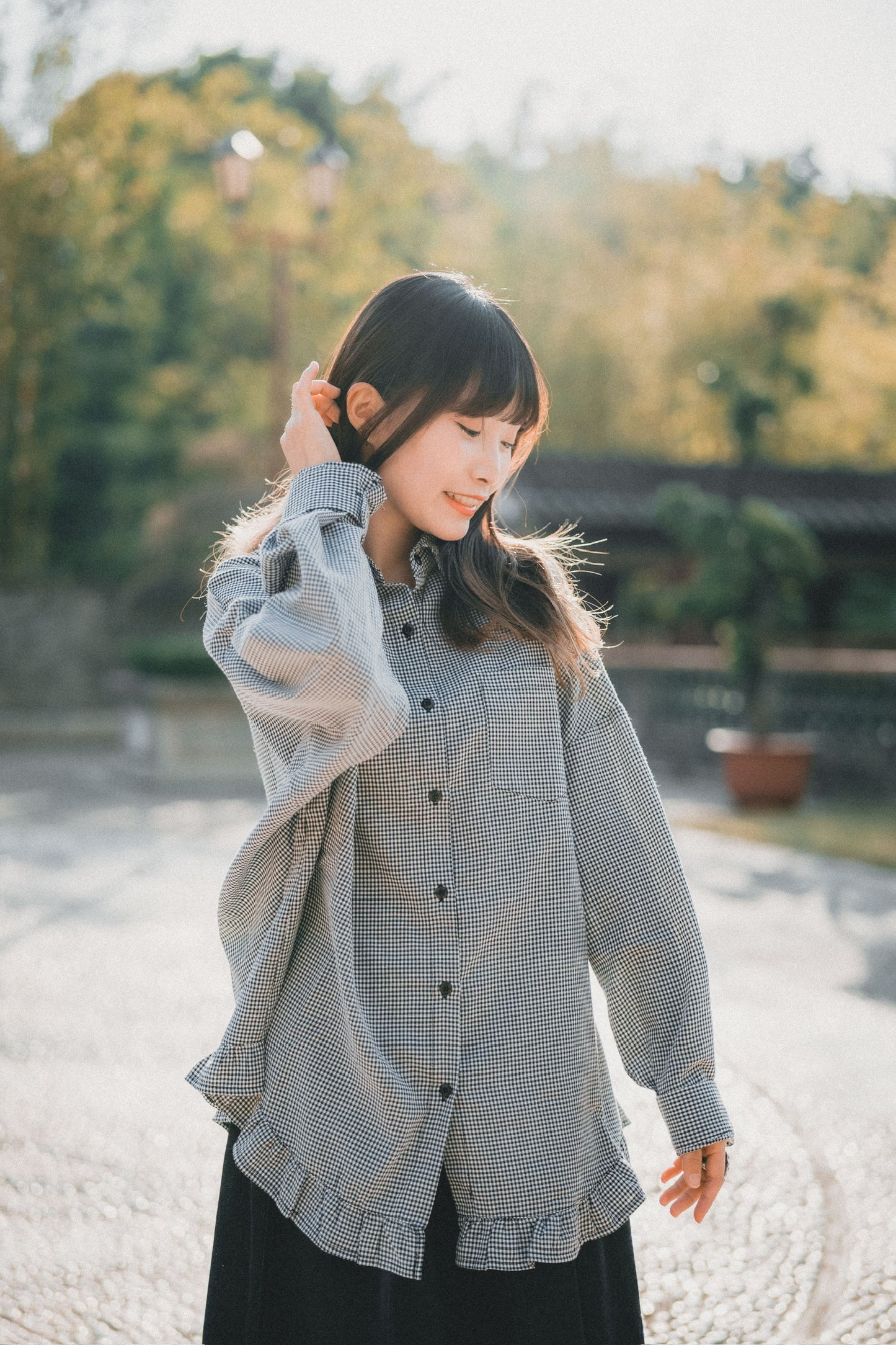 RUFFLE下襬➿小格子襯衫｜4色入