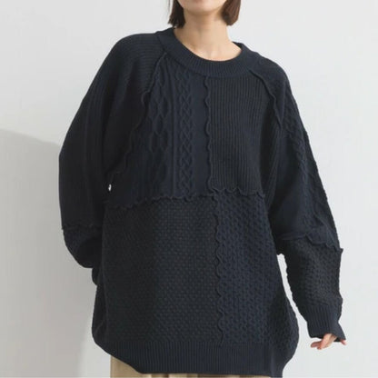 拼色縫接針織knit top｜4色入