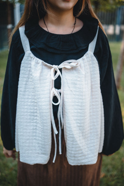 多穿法！泡泡格綁帶背心外搭｜4色入