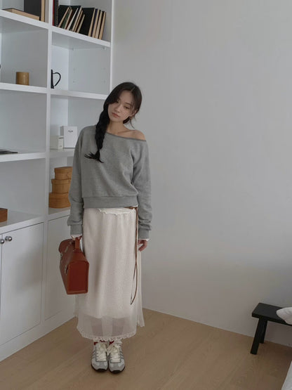 鬆緊腰dot dot花邊雪紡裙｜2色入