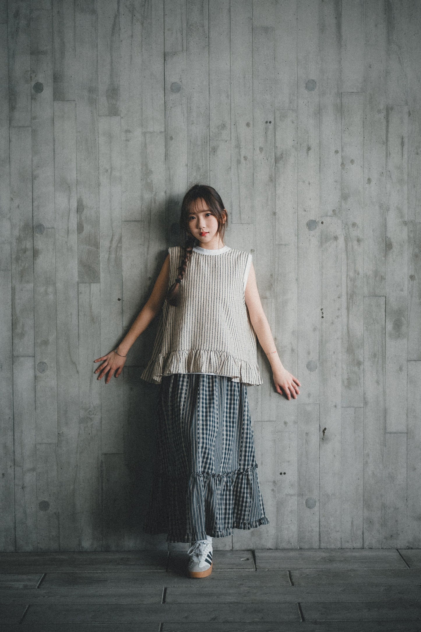 無印風 · 麻質2WAY直紋綁帶背心外搭｜2色入