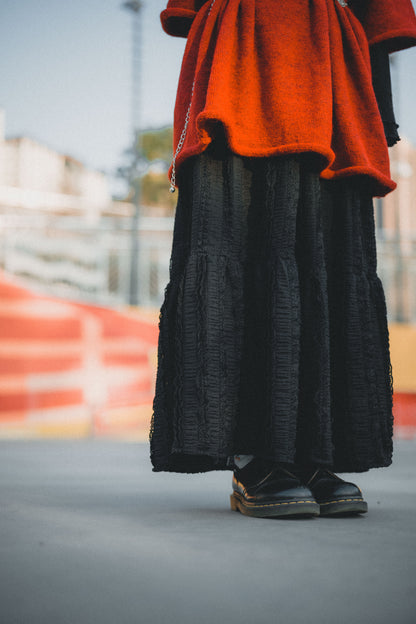 溫柔紋理感蕾絲半身裙｜2色入