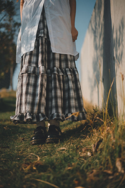 春日荷葉Ruffle格仔Dress｜2色入