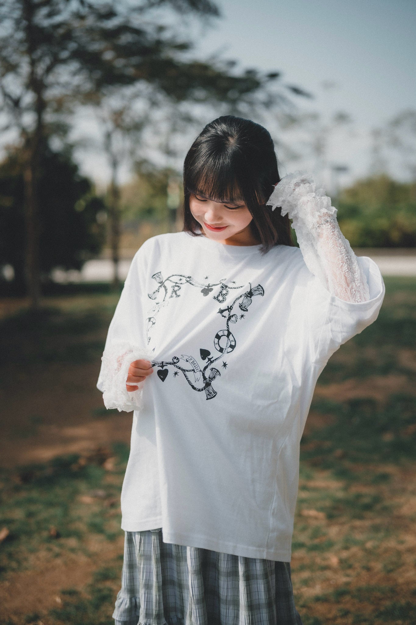 ROMANTIC RUFFLE LACE SLEEVES TEE | 3色入