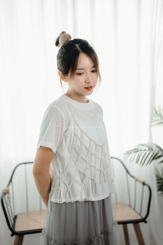 慵懶感Ruffle領豎紋寬鬆襯衫TOP｜3色入