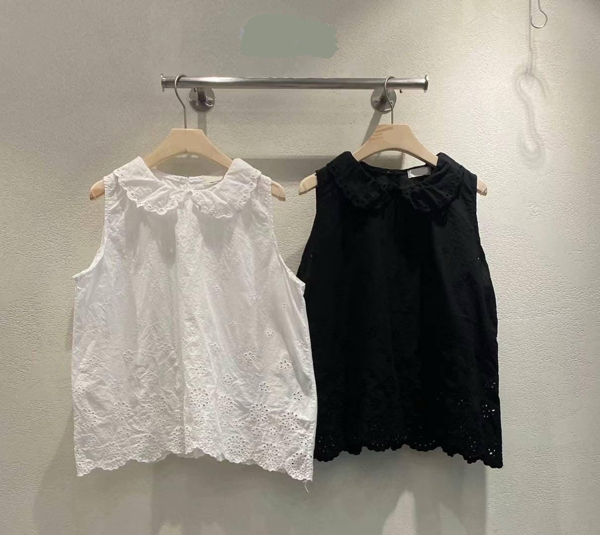 通花娃娃領背心TOP｜2色入