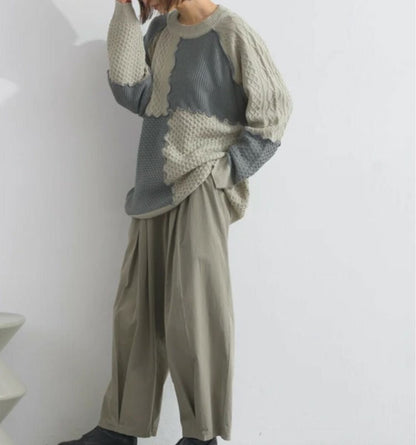 拼色縫接針織knit top｜4色入