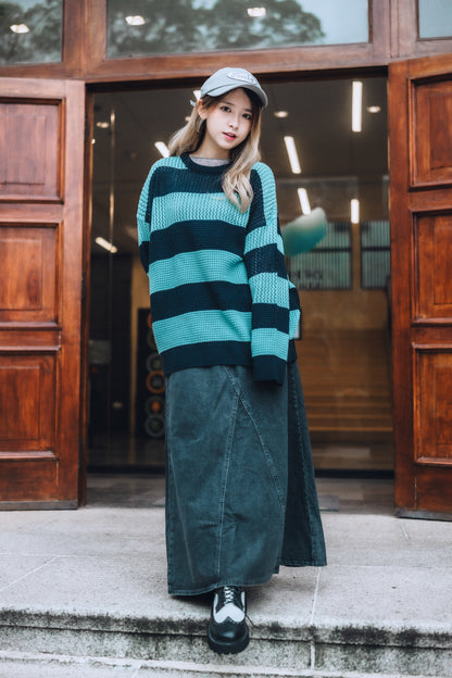 洞洞橫紋針織上衣｜2色入