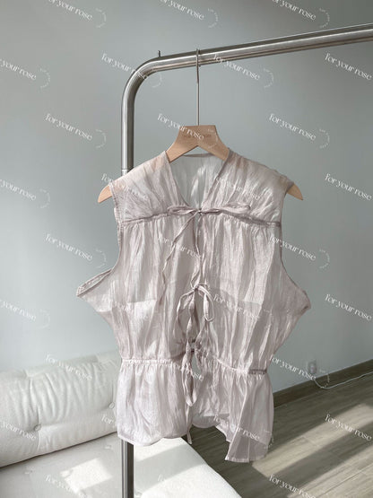 日系透明感🎐綁帶背心外搭｜5色入