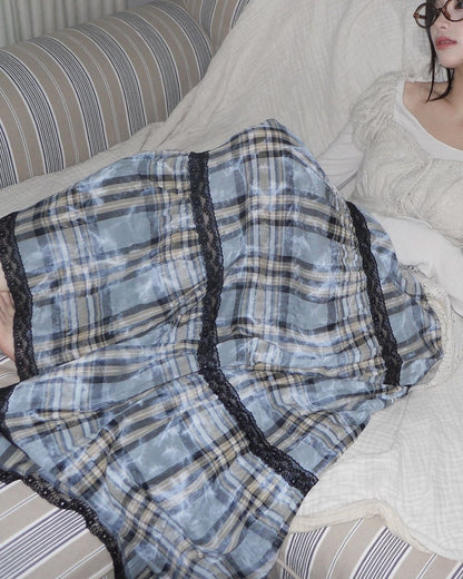 原宿復古風格子半身裙｜2 colors