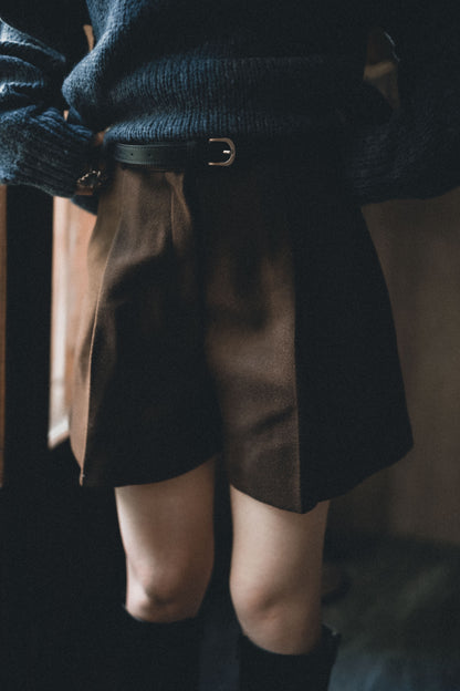 高質感！羊毛西裝短褲配皮帶｜3色入