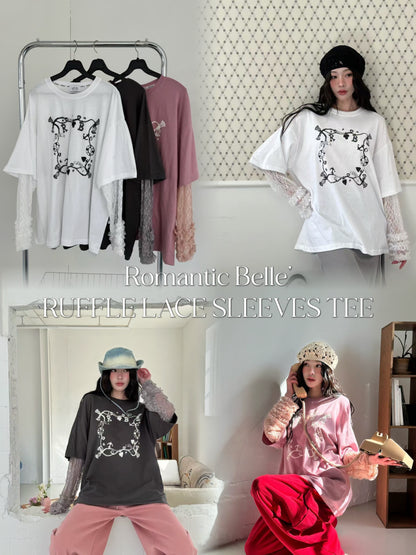 ROMANTIC RUFFLE LACE SLEEVES TEE | 3色入