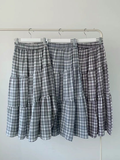 熱賣comeback❤️‍🔥 斜cut格紋三層蛋糕裙｜3色入