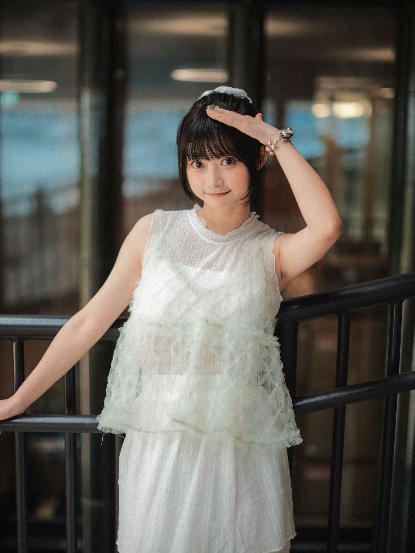 最後少量！小花點 ݁˖⚘₊𓏲半透直紋背心｜2色入