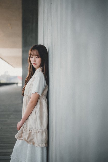 日系kawaii💓 RUFFLE小格紋綁帶背心｜4色入