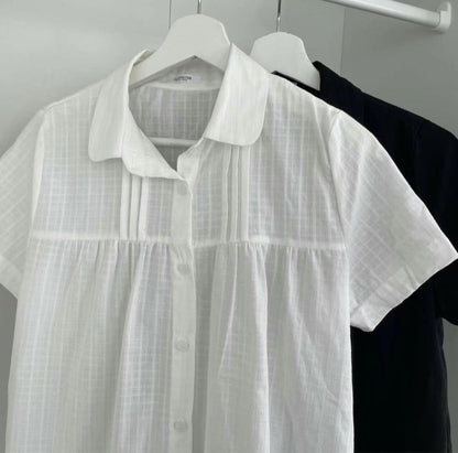 少女娃娃領荷葉邊襯衫｜2色入