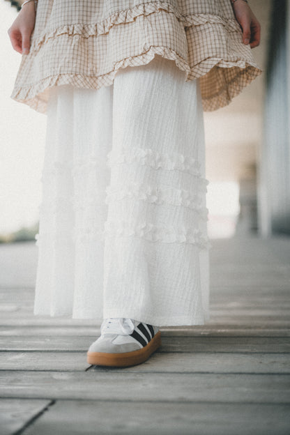 三層Ruffle Ruffle暗格紋半身裙｜3色入