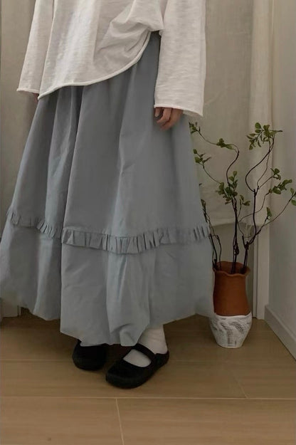 藍色系🎐單層Ruffle花苞泡泡裙｜3色入