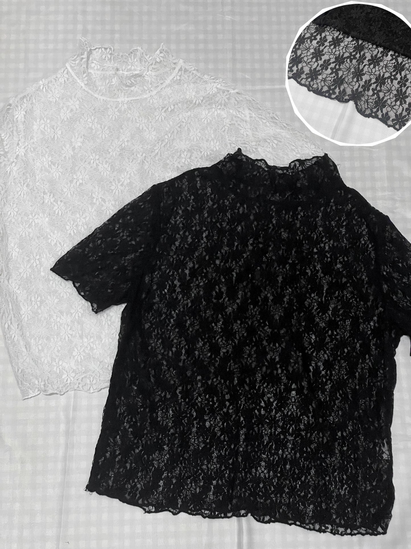 透膚花花pattern lace top｜2色入