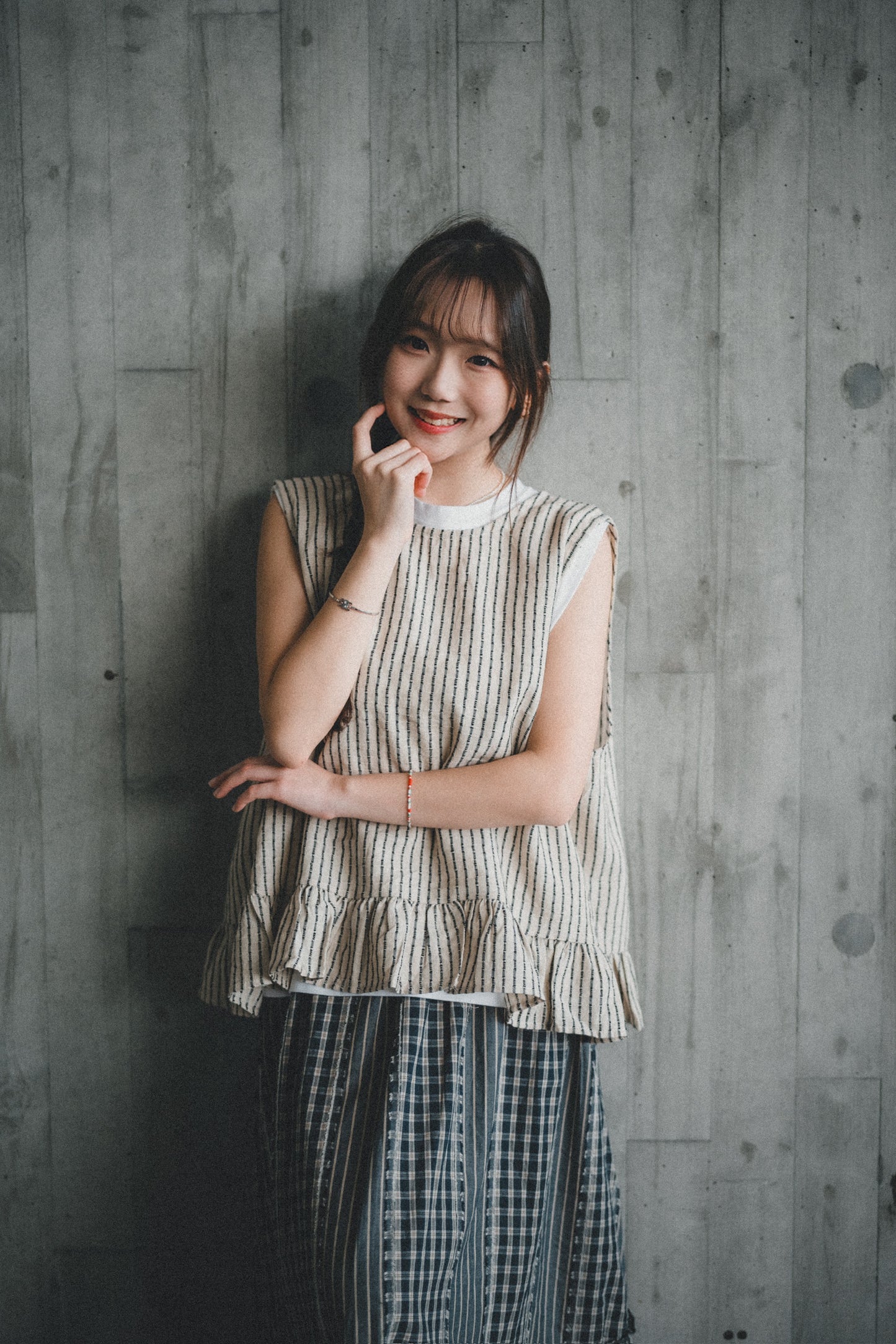 無印風 · 麻質2WAY直紋綁帶背心外搭｜2色入