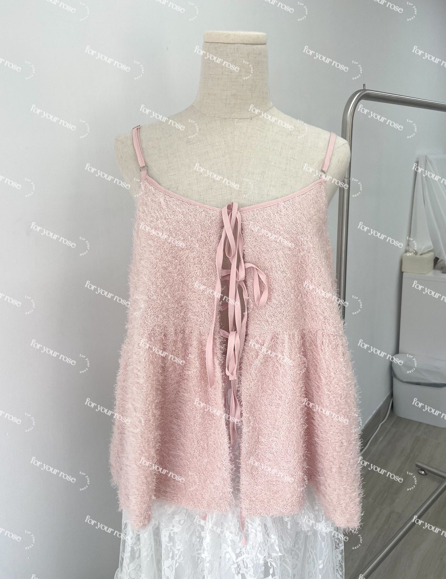 Bling Bling毛毛蝴蝶結綁帶背心｜6色入