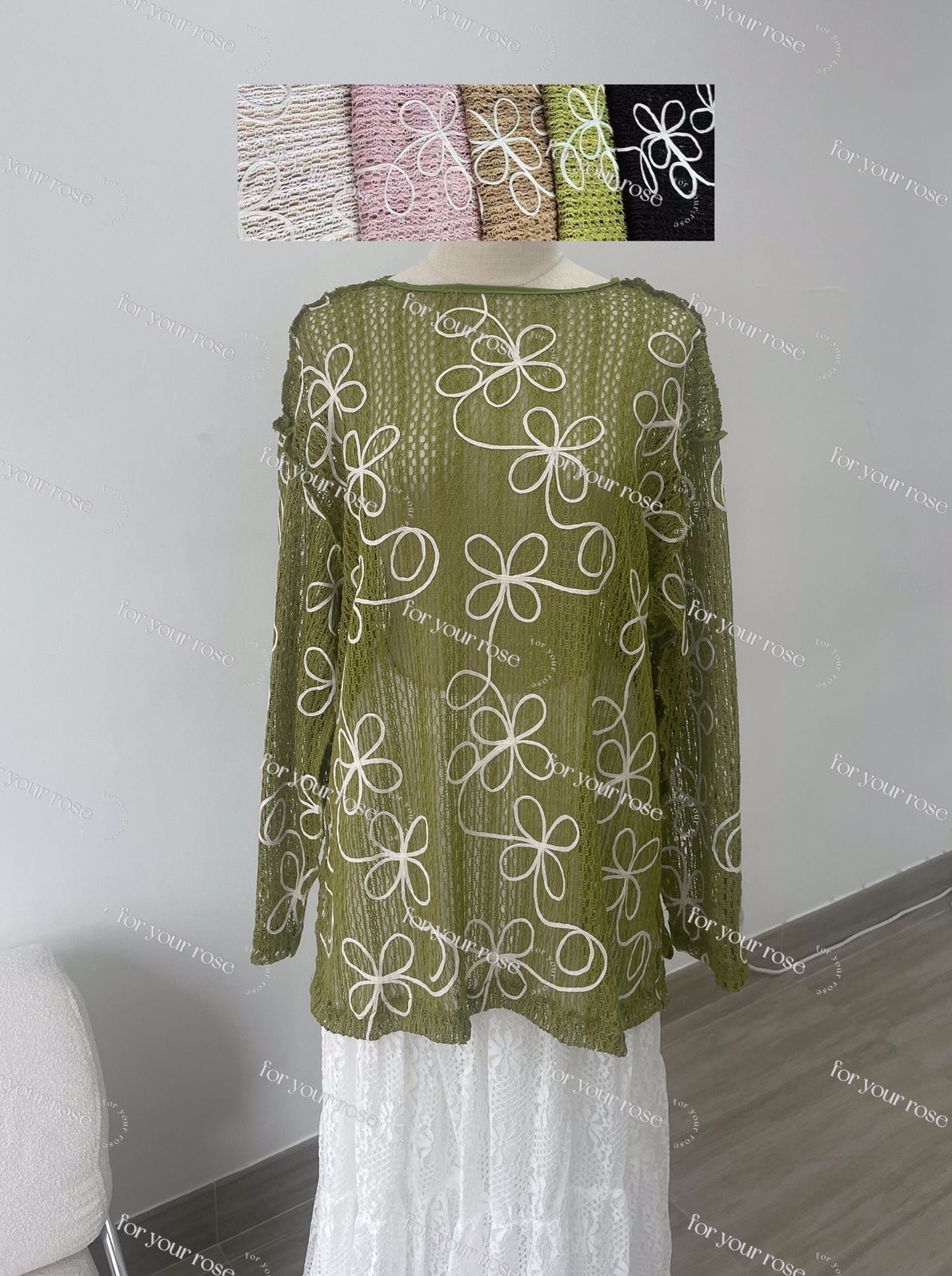 白花花pattern網洞outer｜5色入