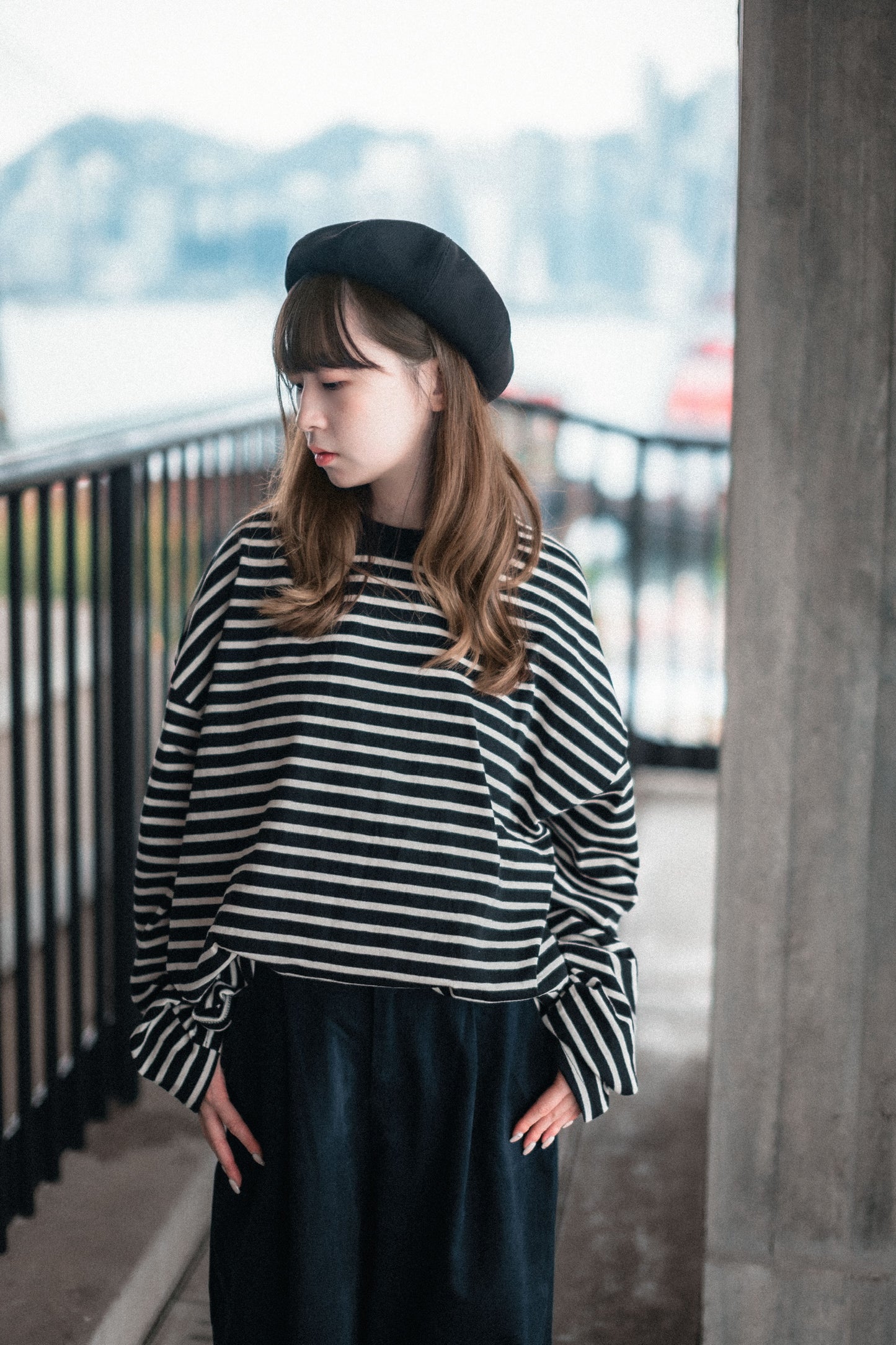 黑白條子圓領衛衣｜1色入