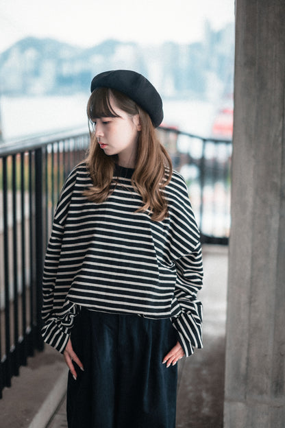 黑白條子圓領衛衣｜1色入