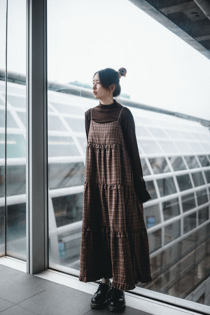 秋冬🟤格紋Ruffle OPS｜4色入