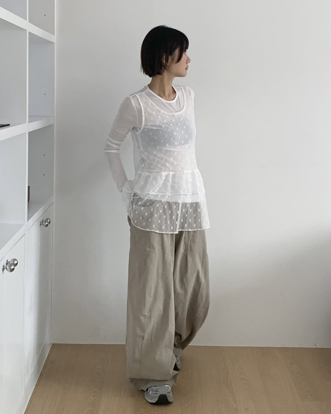 小花花 ✿ 雙層荷葉透透背心layer｜2色入