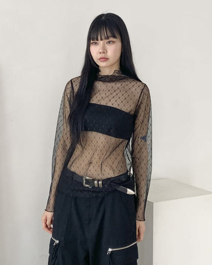 [新色加入🧊] 小雪花透膚捲邊內搭TOP｜3色入