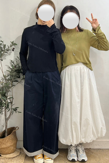 秋冬百搭雙層領袖口親膚TOP｜5色入