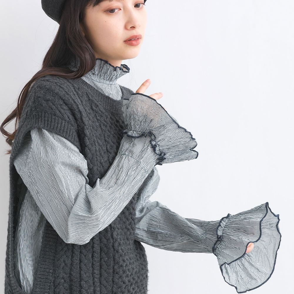 JP靚內襯✨喇叭袖皺皺打底TOP｜5色入