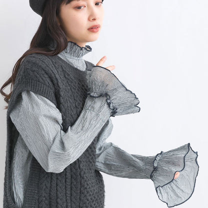 JP靚內襯✨喇叭袖皺皺打底TOP｜5色入