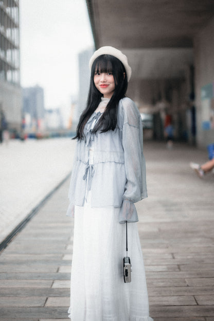 Comeback!! 超美💖透透紗紗綁帶外搭｜4色入e