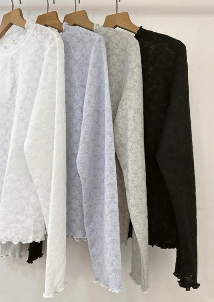 正式宣佈售完😭❗️暗花花紋捲邊TOP｜4色入