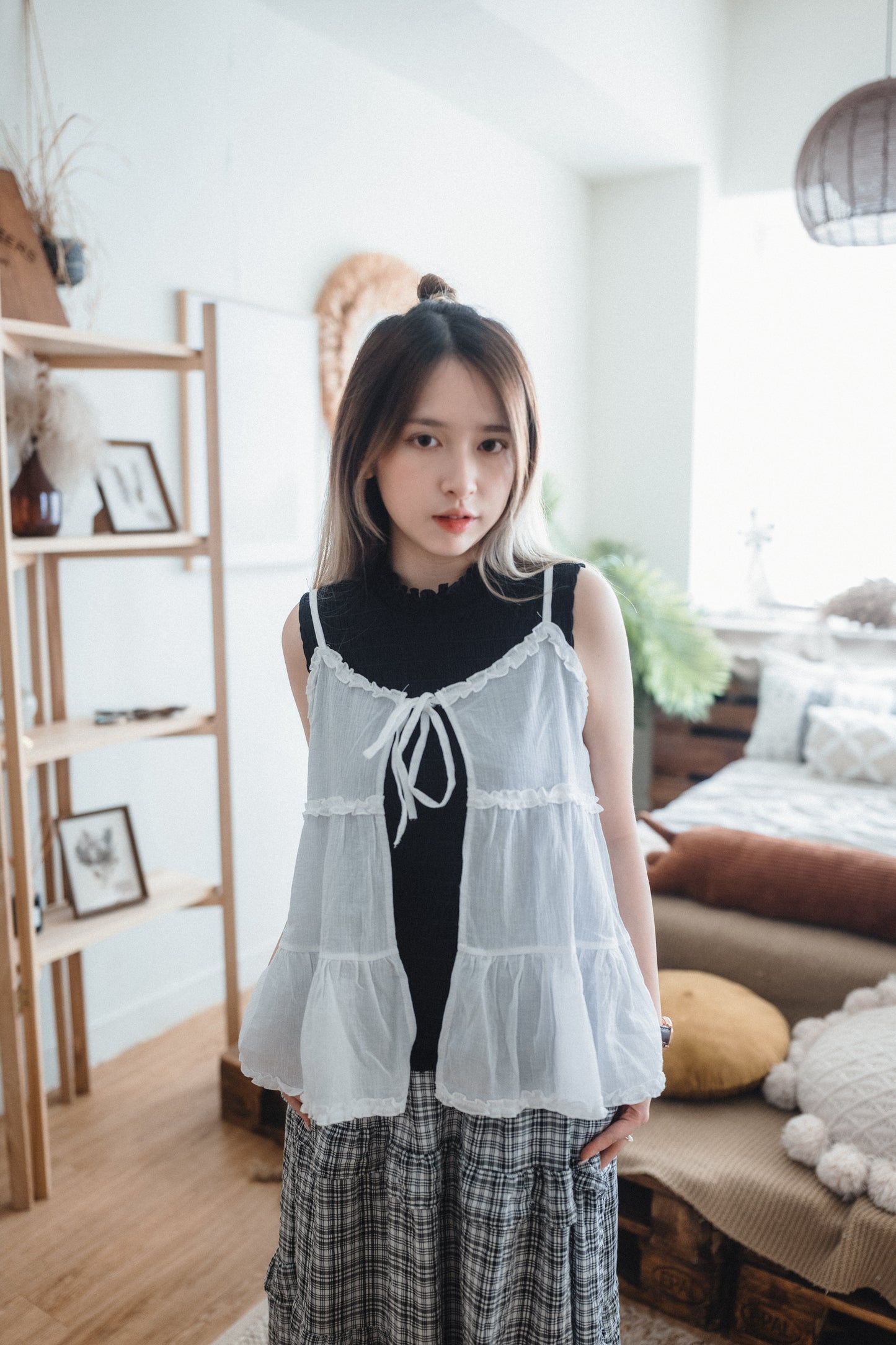 莫蘭迪𝓉ℴ𝓃ℯ花邊綁帶外搭｜4色入