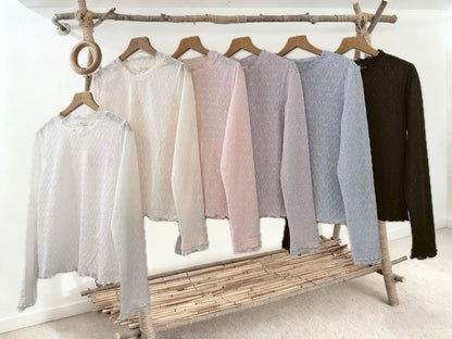 少女心💗菱格蝴蝶結捲邊Top｜6色入